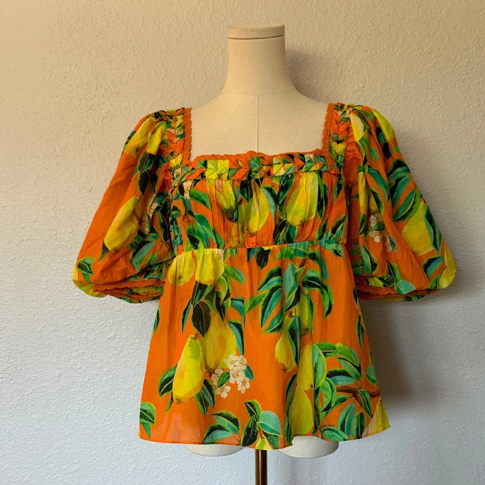 FARM Rio Chic Pears Blouse size Large - Picture 4 of 17